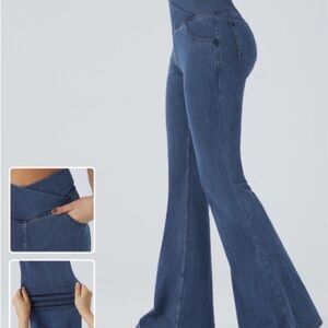 HALARA Flex High Waisted Crossover Flare Jeans